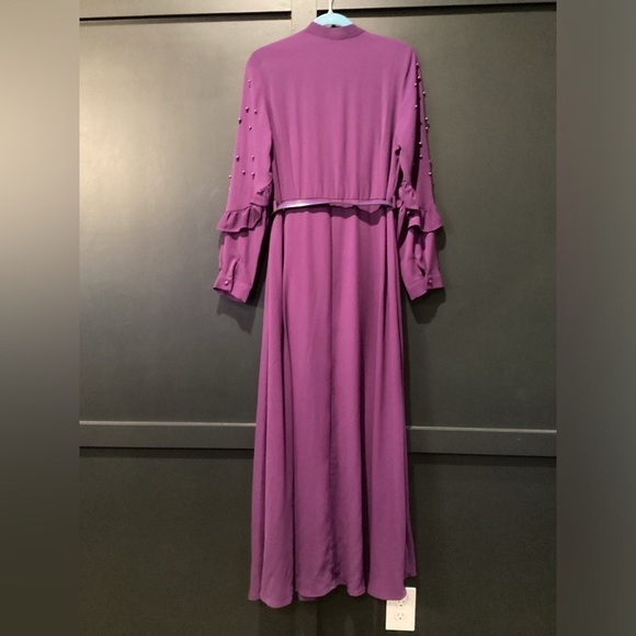 Vintage Porto Long Peplum Victorian Maxi Embellished Ruffle Dress Italian 44 M - Picture 7 of 16